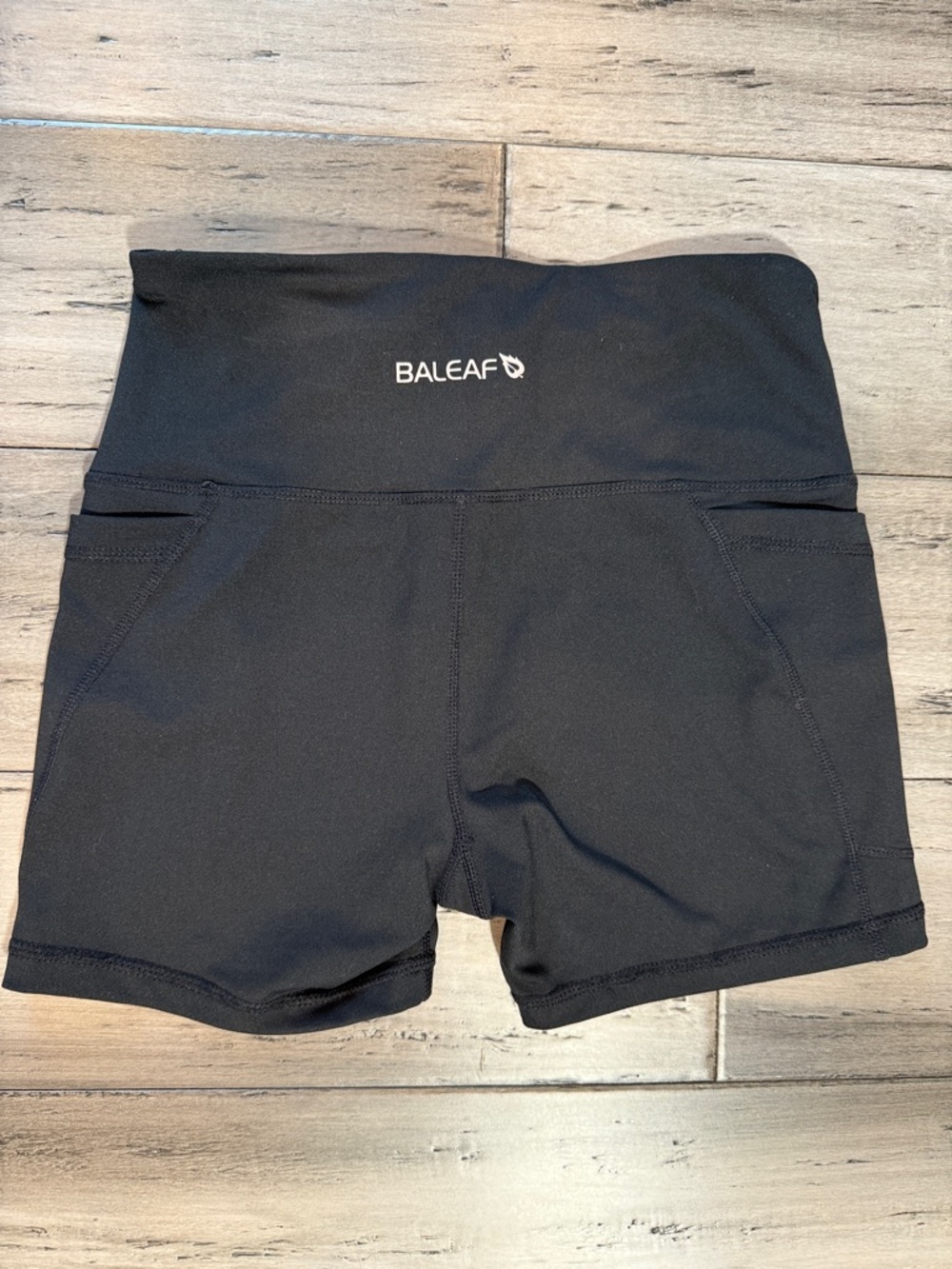 High-Rise Black Women's Performance Shorts - Picture 5 of 5